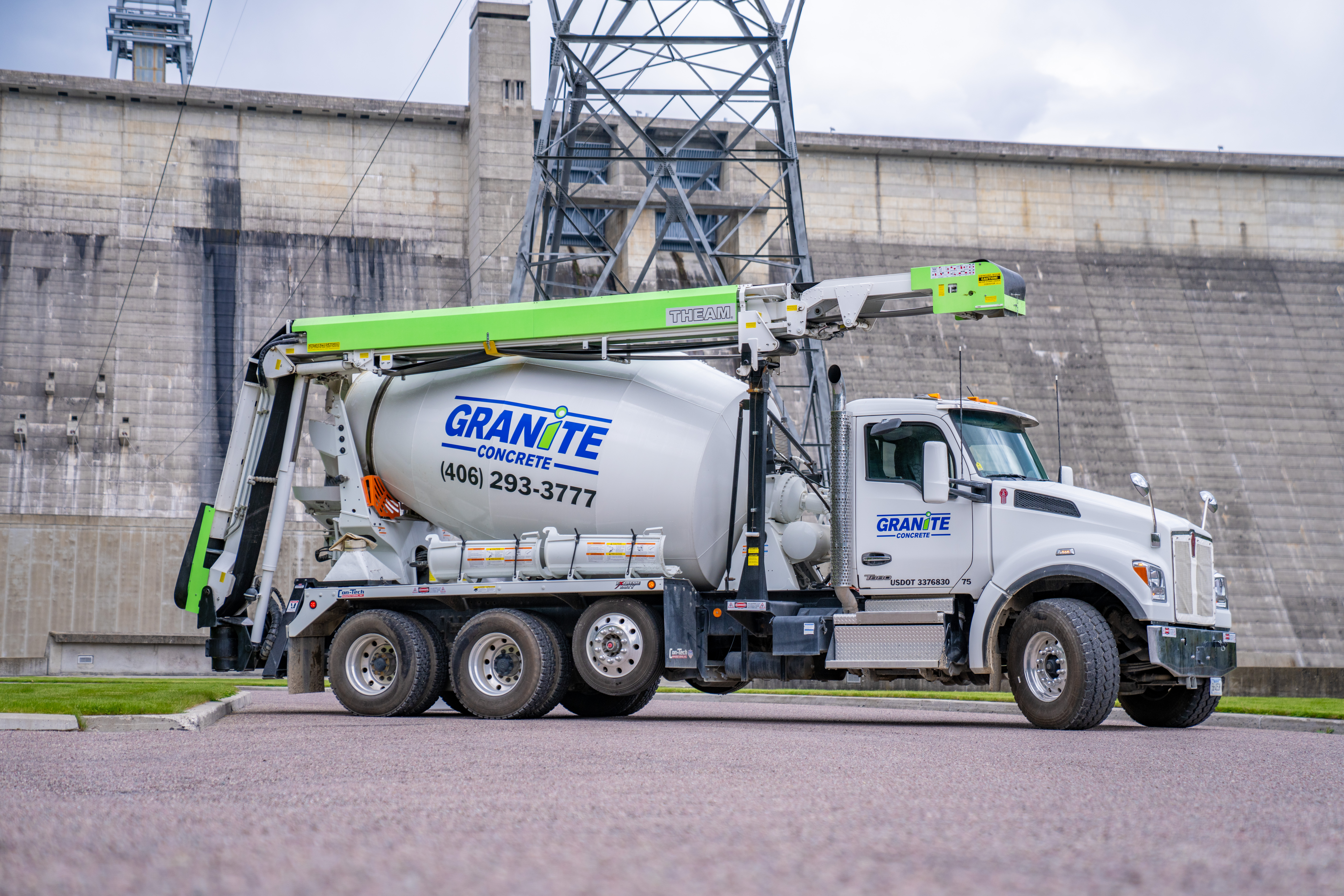 Granite Concrete mixer truck delivering ready-mix concrete in Libby, Montana